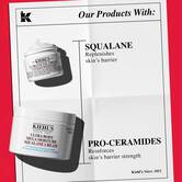 Kiehl's Ultra Facial Cream and Ultra Body Mega Moisture Squalane Cream, highlighting ingredients like Squalane for barrier replenishment and Pro-Ceramides for barrier strength. 