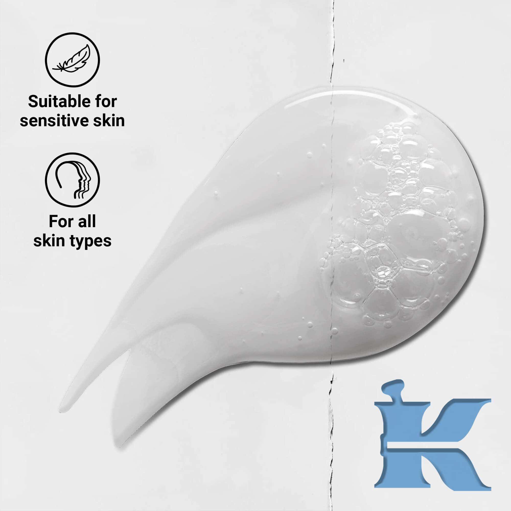 Fotografija teksture Kiehl's Ultra Facial Cleanser z ikonami: za vse tipe kože in občutljivo kožo