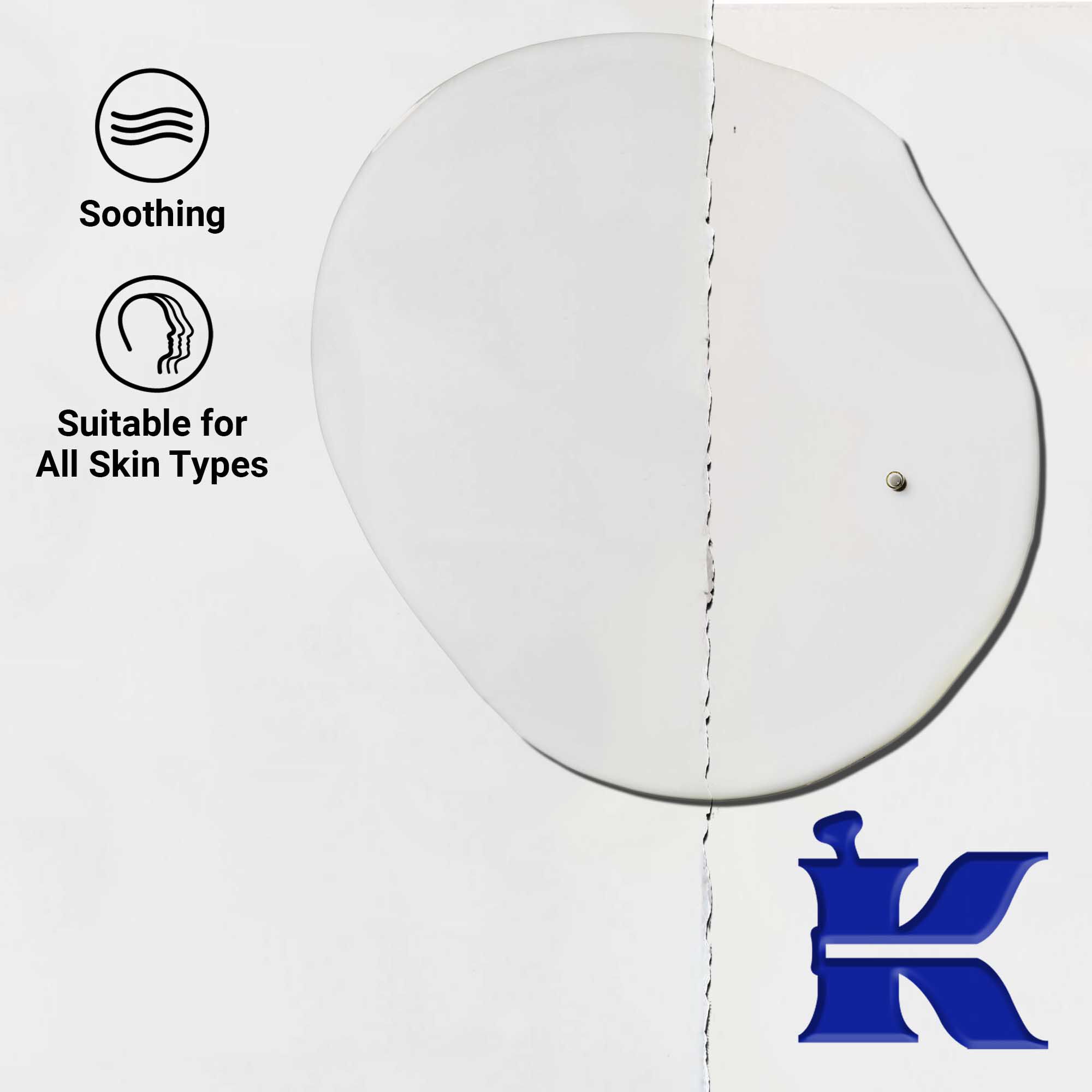 Bližinski posnetek teksture olja za obraz Midnight Recovery Concentrate. Besedilo poudarja njegovo sposobnost glajenja in pomirjanja ter primernost za vse tipe kože.