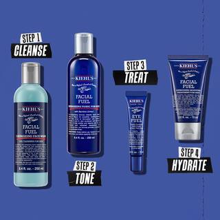Ilustracija rutine s Facial Fuel – čiščenje, toniranje, nega, vlaženje