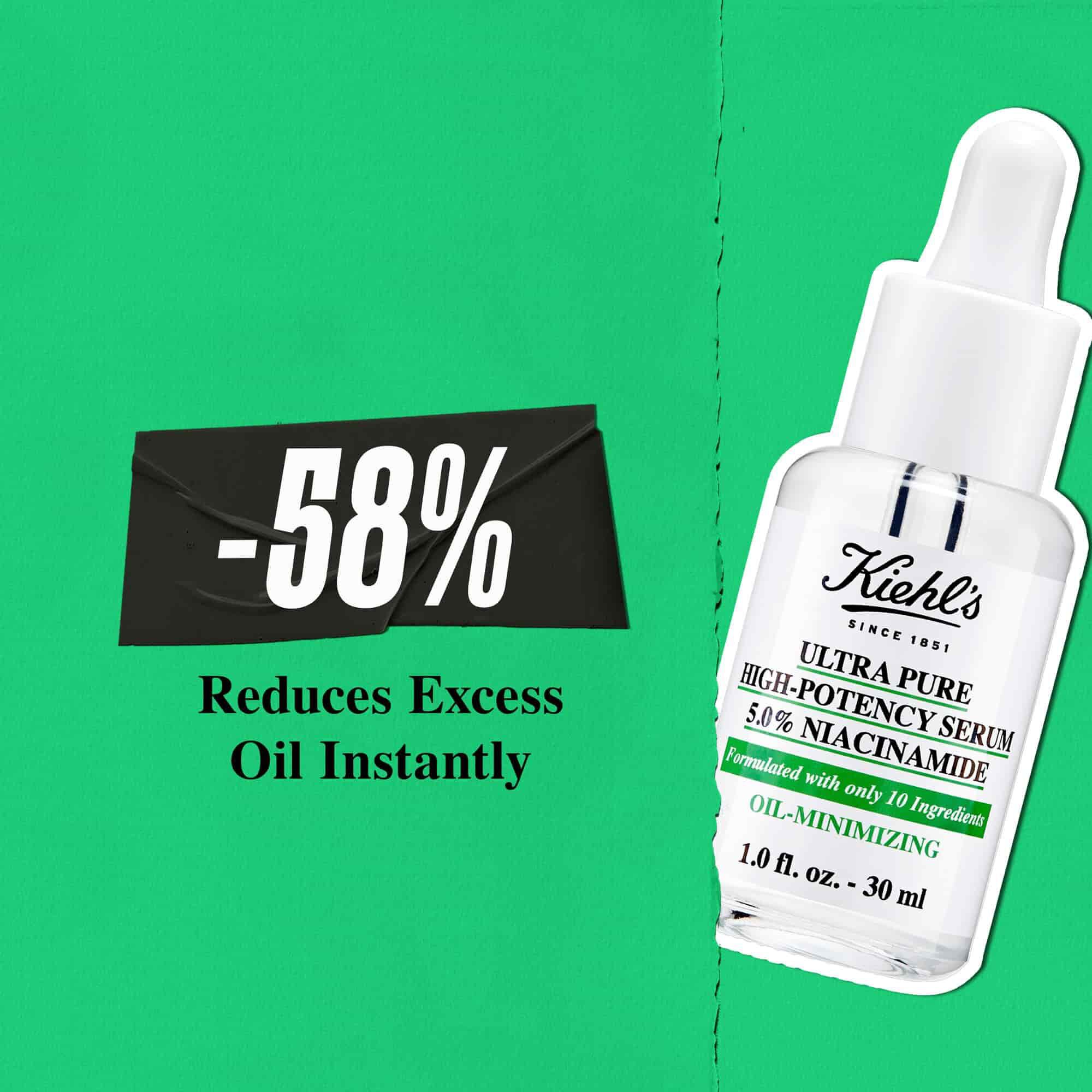 Serum Kiehl's Ultra Pure High-Potency Serum takoj zmanjša odvečno maščobo za 58 %