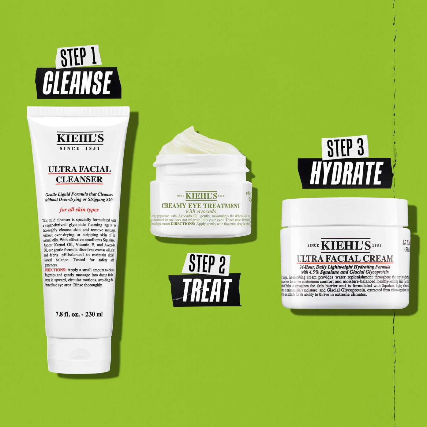 Rutina s Kiehl's Creamy Eye Treatment z avokadom – 1. korak čiščenje, 2. korak nega, 3. korak vlaženje
