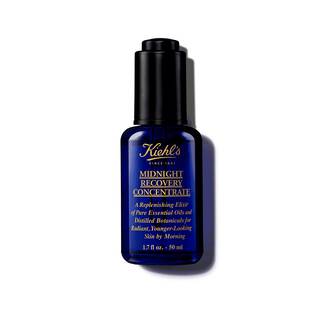 30-mililitrska steklenička olja za obraz Kiehl's Midnight Recovery Concentrate na belem ozadju.