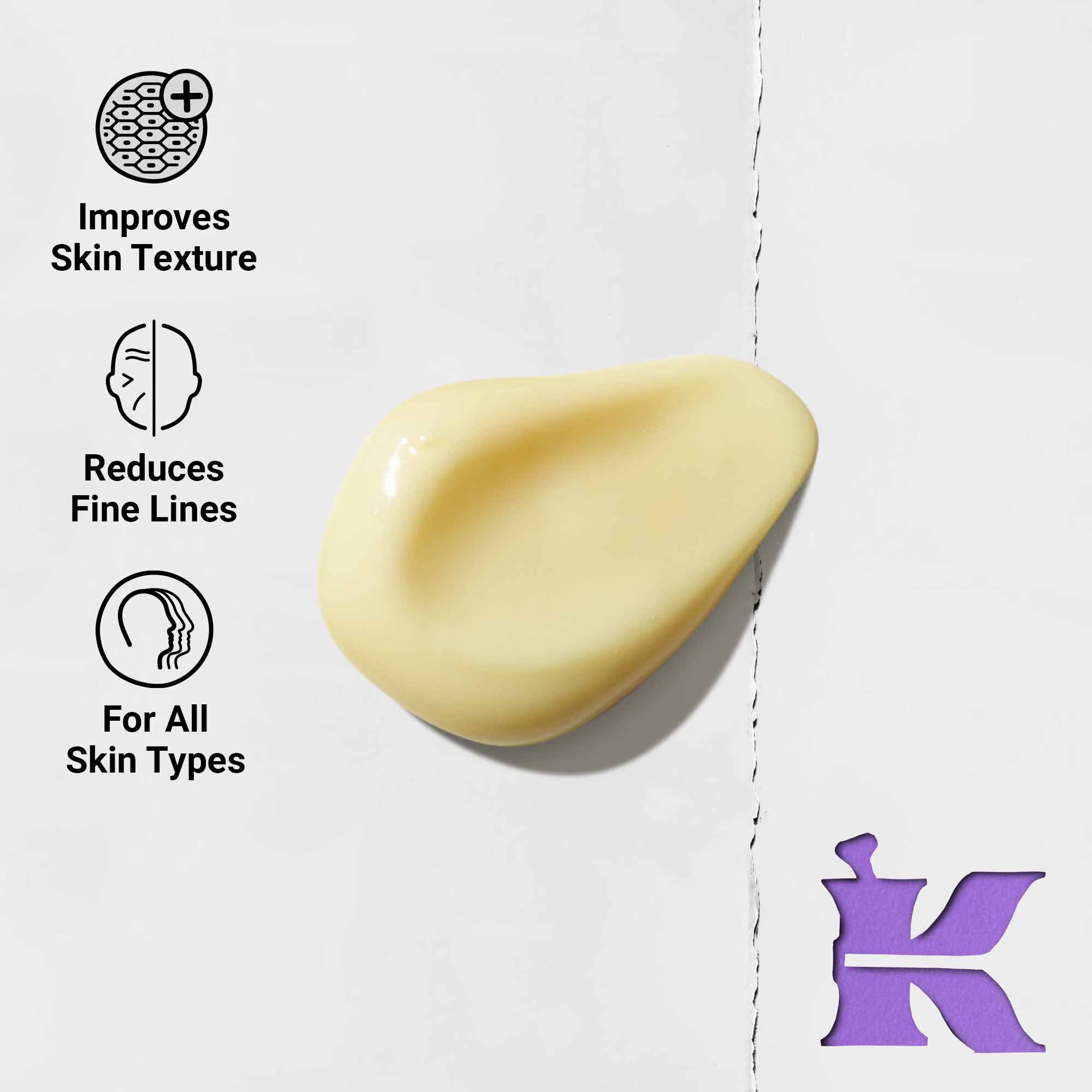 Fotografija teksture z ikonami: zmanjšuje drobne linije in je primerna za vse tipe kože