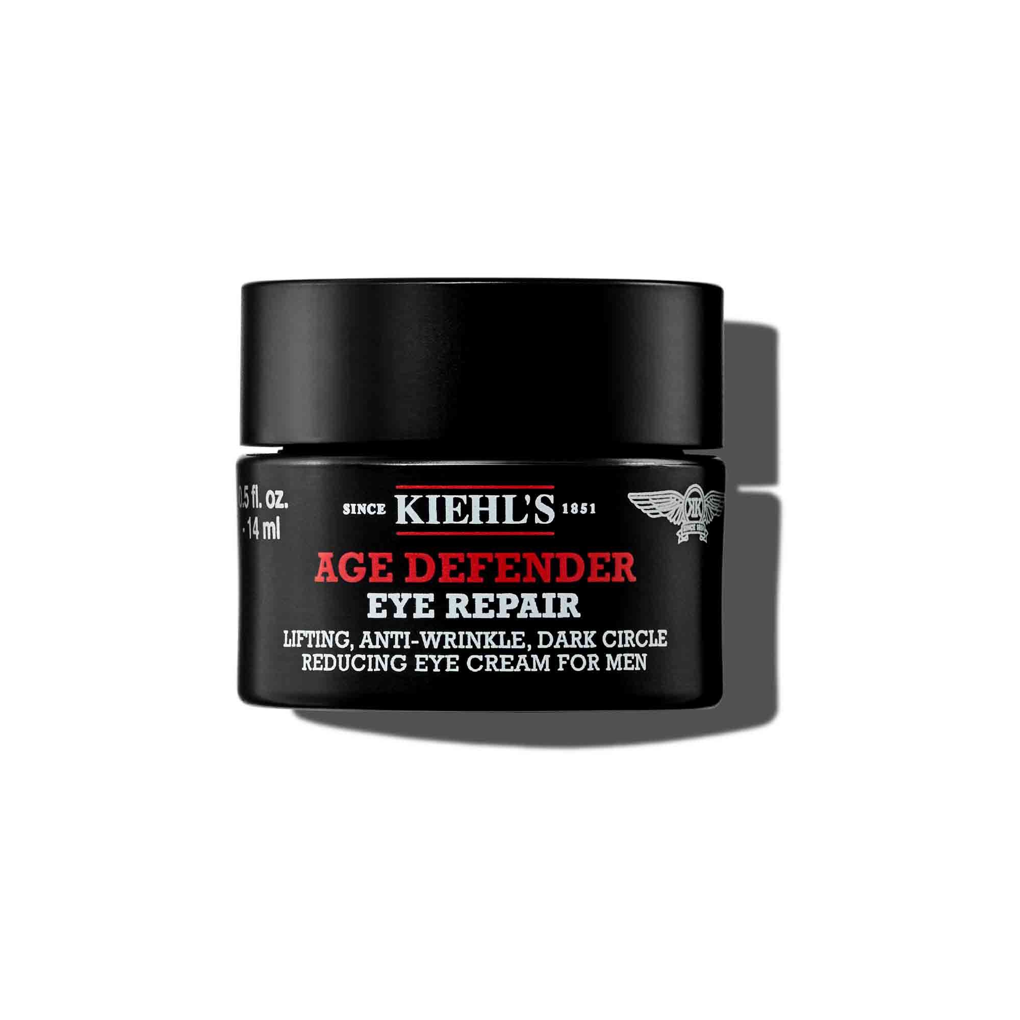 14-mililitrska posodica kreme Kiehl's Age Defender Eye Repair na belem ozadju.