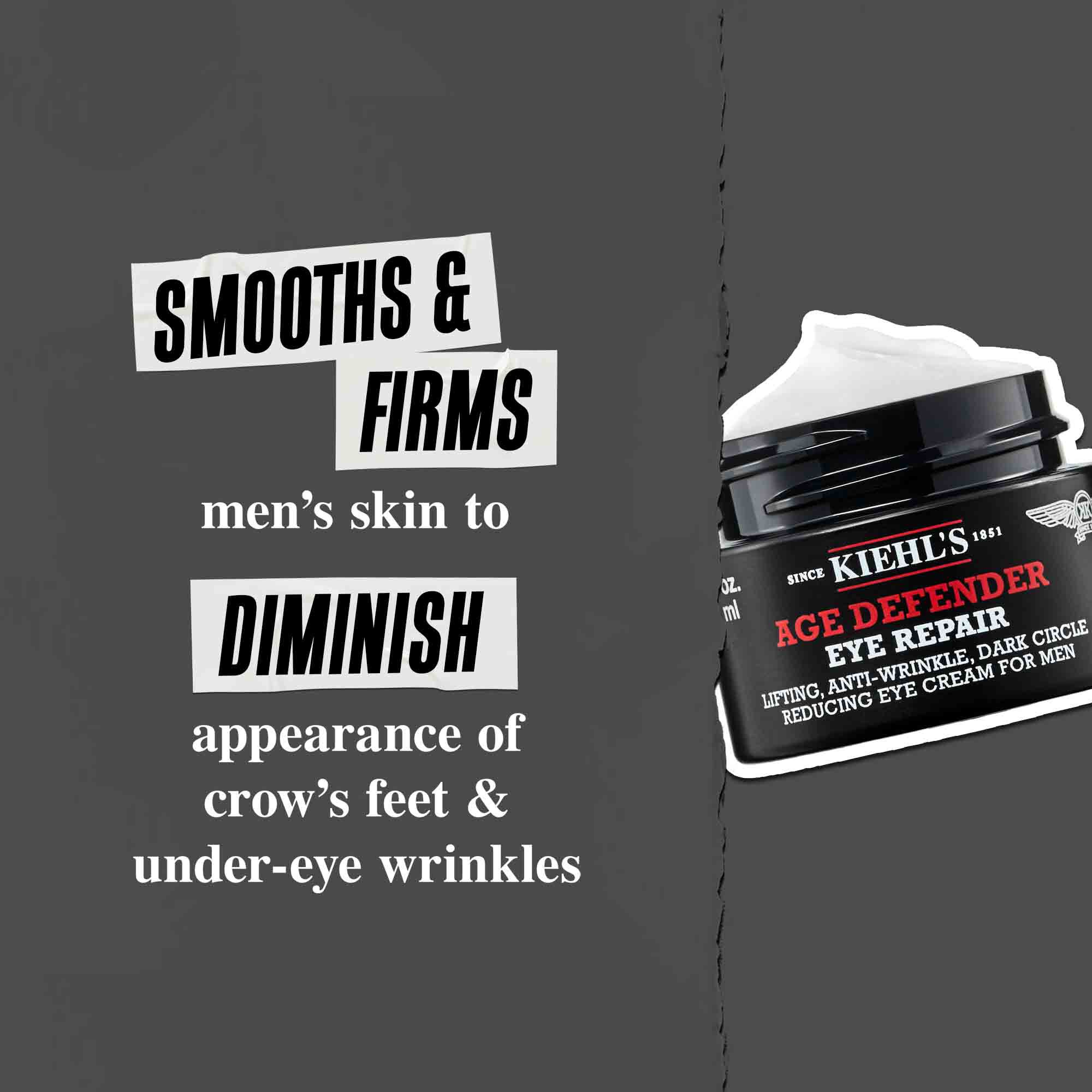 Age Defender Eye Repair: Zgladi in učvrsti moško kožo ter zmanjša videz gubic v kotičkih oči in gub pod očmi.