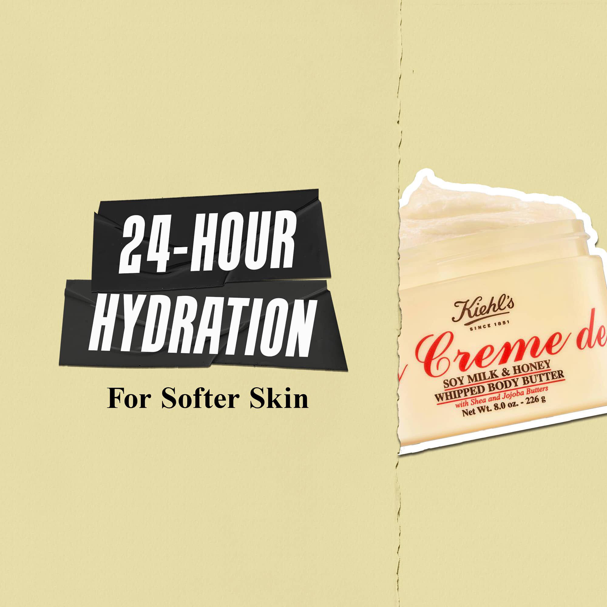 Maslo za telo Kiehl's Creme de Corps Whipped Butter zagotavlja 24-urno vlaženje za mehkejšo kožo