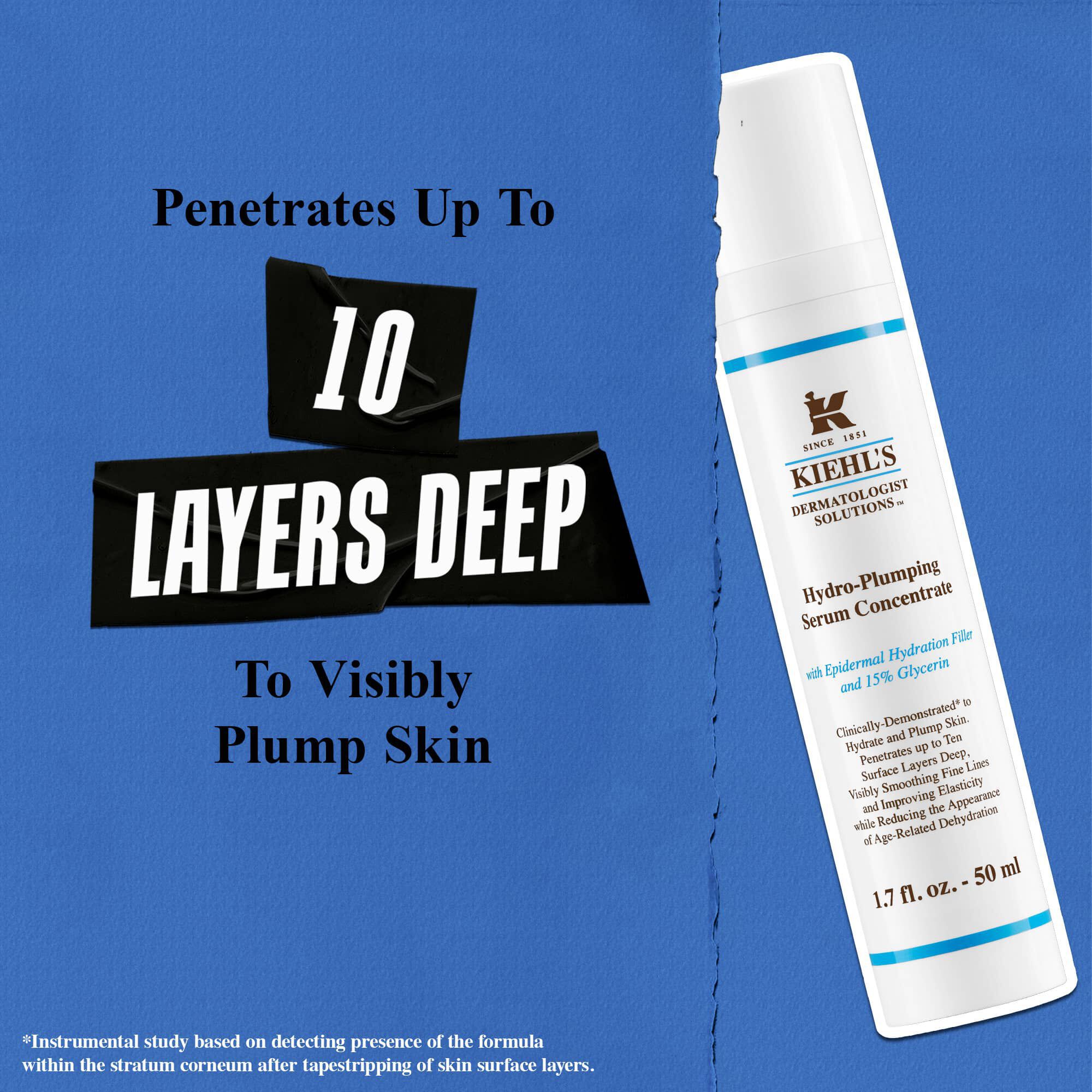 Koncentrat Kiehl's Hydro Plumping Serum Concentrate prodre do 10 plasti globoko za vidno polnejšo kožo