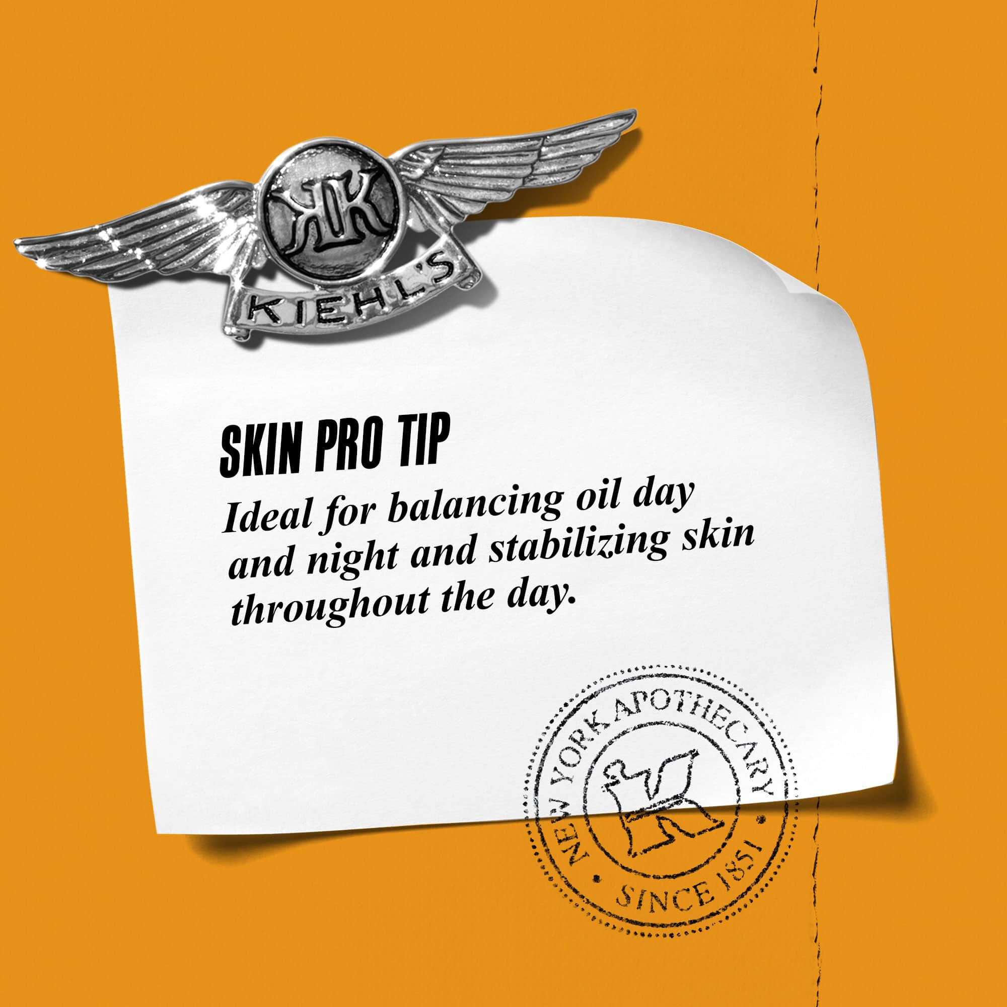 Grafika z besedilom: »Strokovni nasvet: Idealno za uravnoteženje maščobe ves dan in pomirjanje kože čez dan,« ob steklenički tonika Calendula Herbal-Extract.