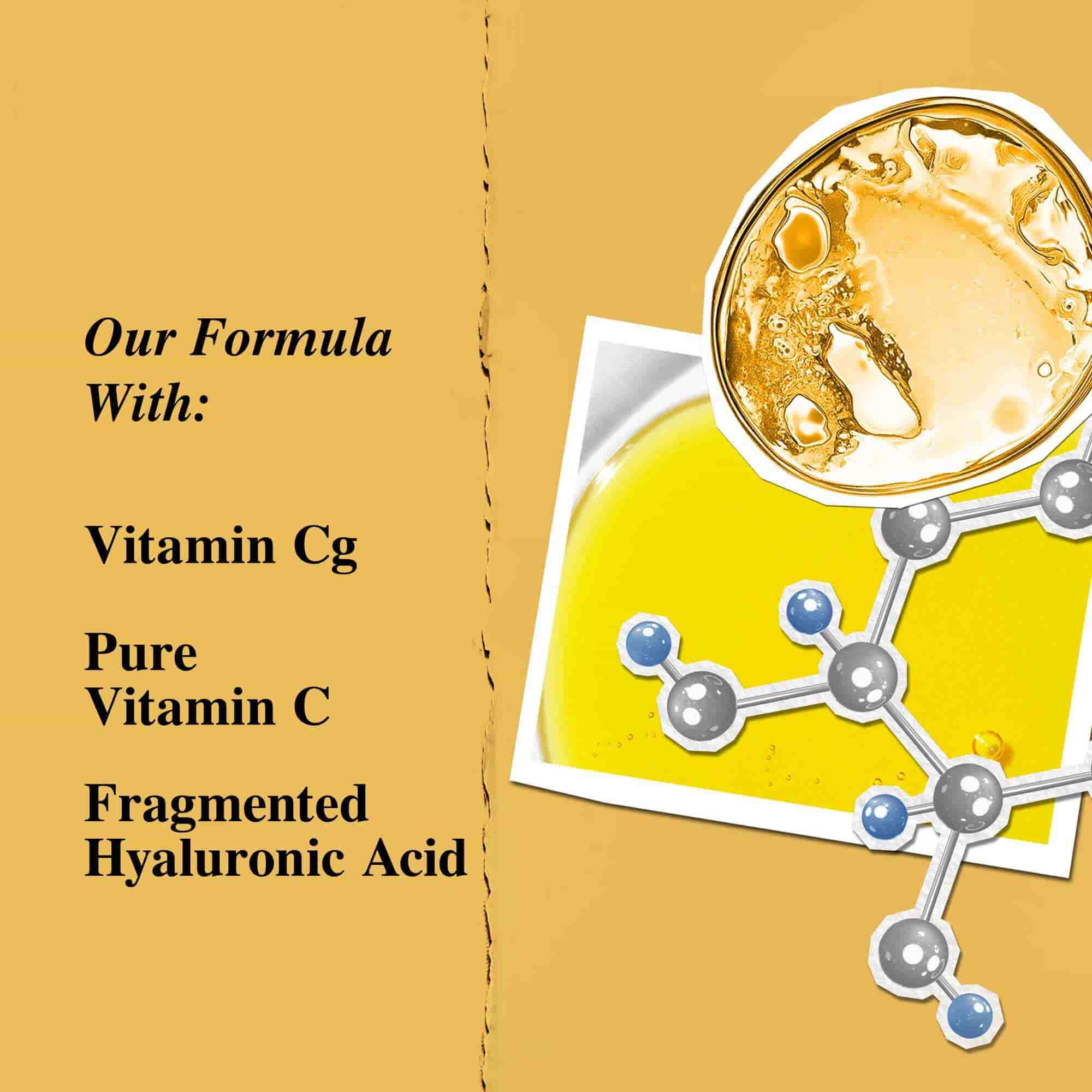 Grafični prikaz ključnih sestavin: vitamin Cg, fragmentirana hialuronska kislina.
