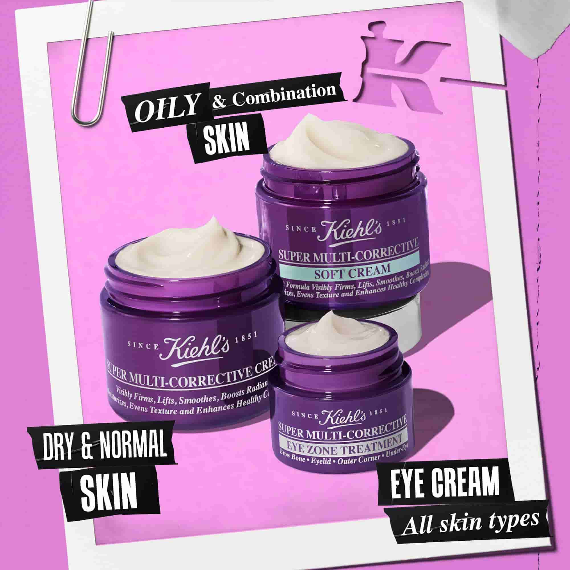 3 odprte posodice izdelkov iz linije Super Multi-Corrective – Cream, Soft Cream, Eye Zone Treatment