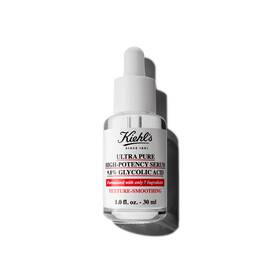 30-mililitrska steklenička Kiehl's Ultra Pure 9.8% Glycolic Acid Serum na belem ozadju.